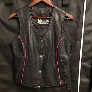 ❤️Xelement  Leather embroidered Motorcycle Vest